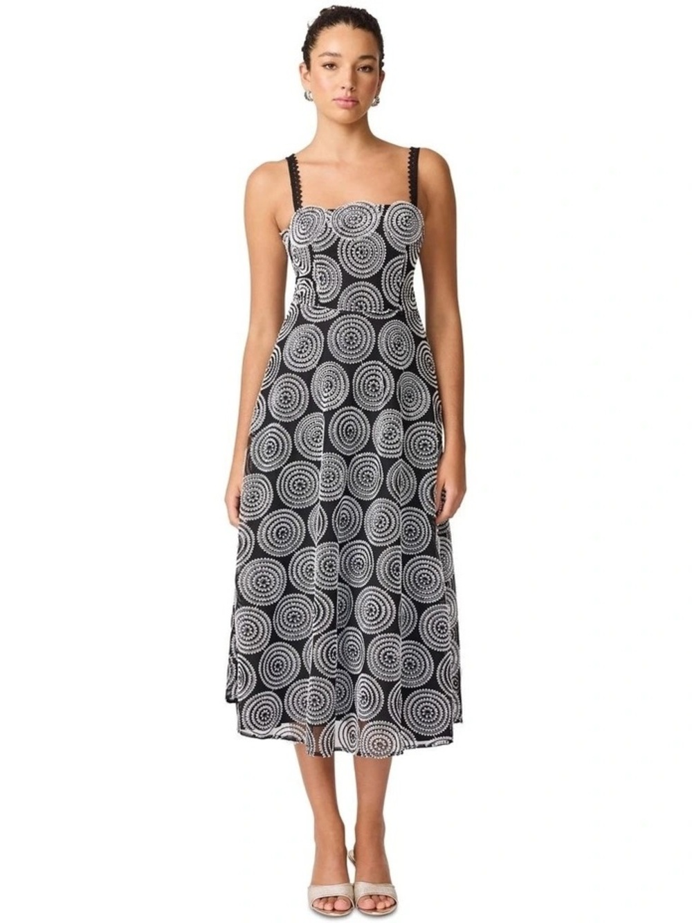 Elliatt | Black and White Spiral Midi Dress